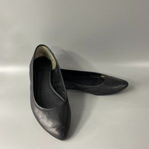 Frye Regina Ballet Leather Black Pointed Toe Flat, Size 7.5